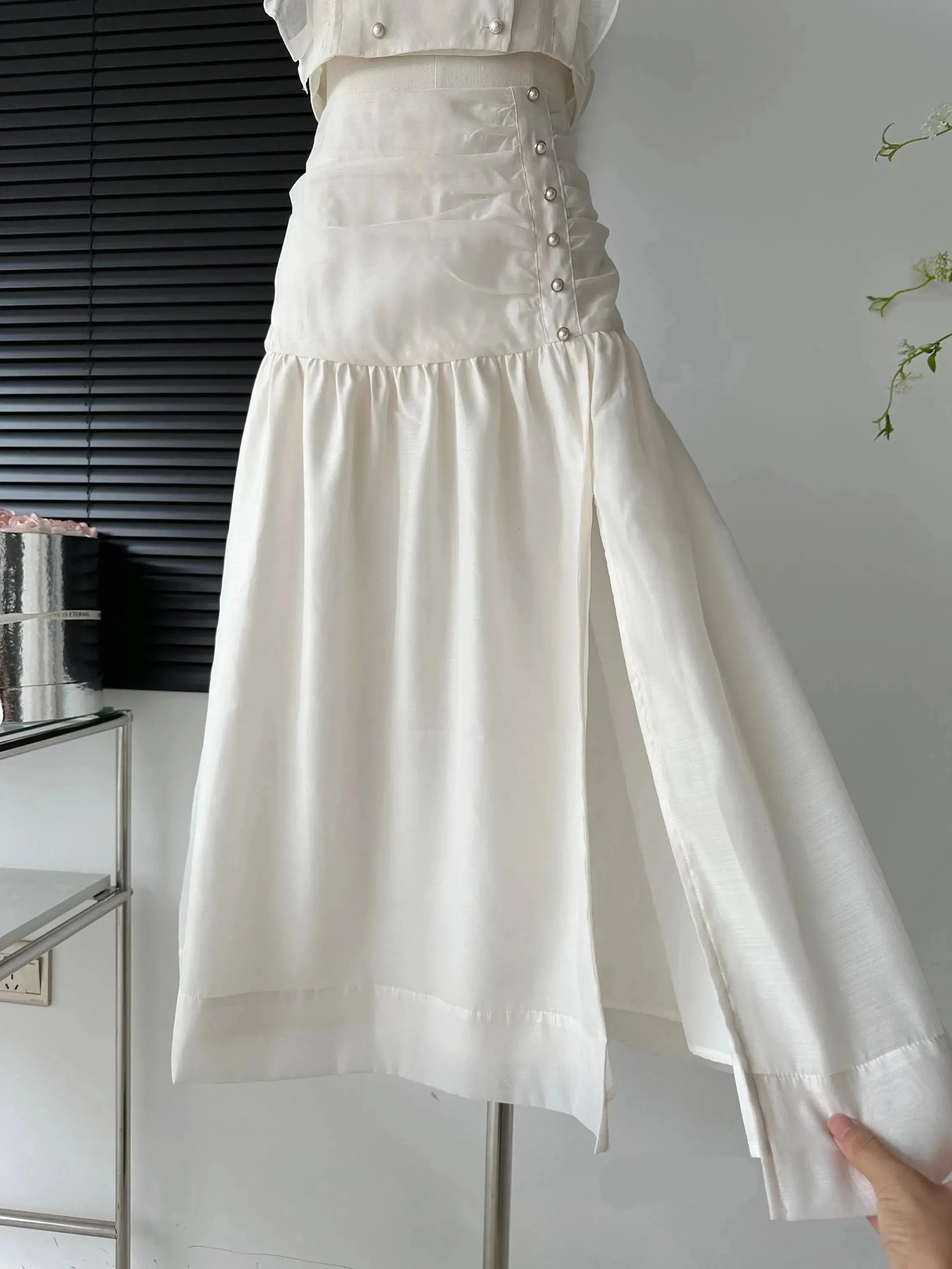 Aiertu White Suit With Square Mid-length Skirts Cute Sets Women Casual Women's Aesthetics Dress Outfits Top Skirt