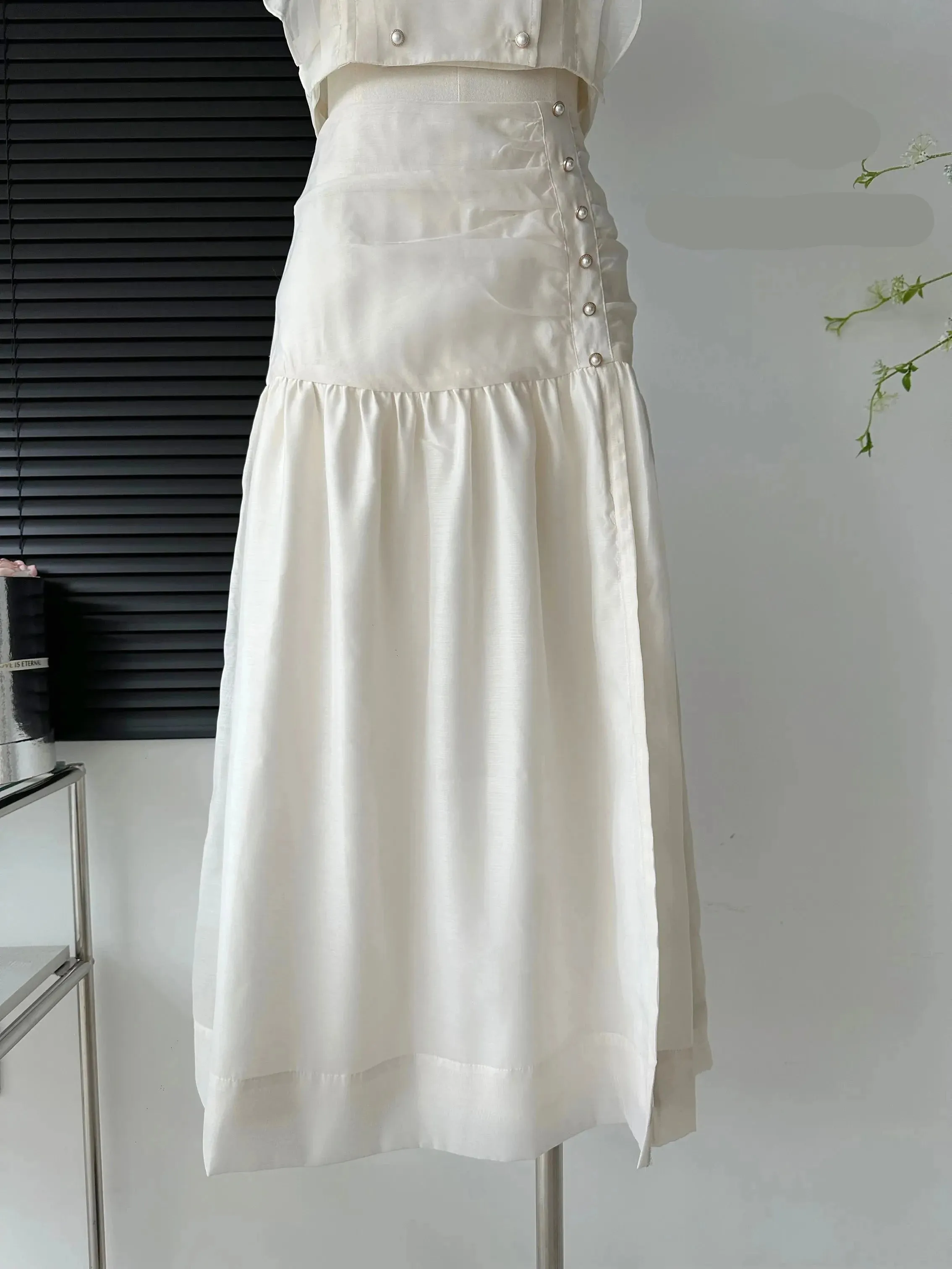 Aiertu White Suit With Square Mid-length Skirts Cute Sets Women Casual Women's Aesthetics Dress Outfits Top Skirt