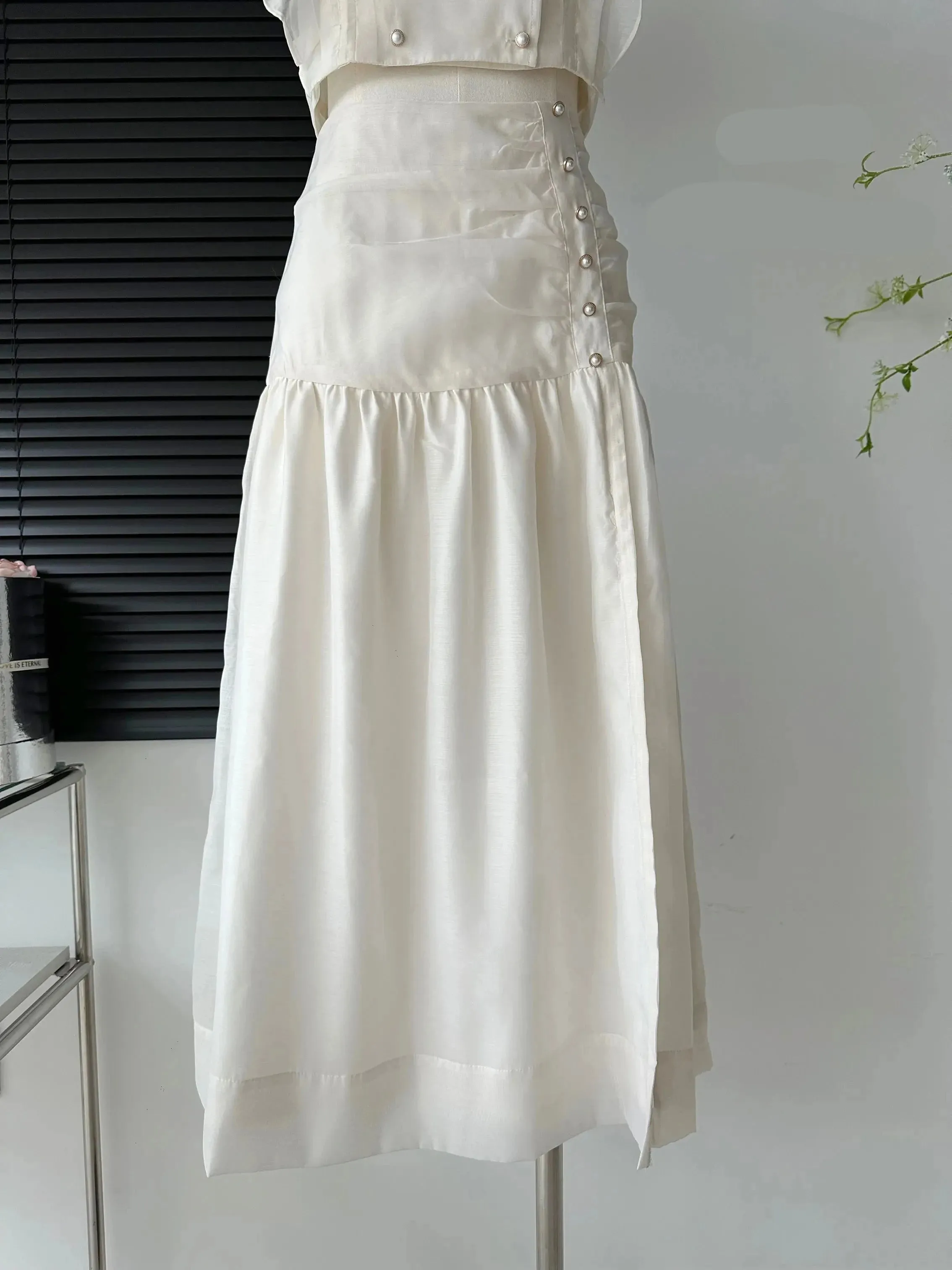 Aiertu White Suit With Square Mid-length Skirts Cute Sets Women Casual Women's Aesthetics Dress Outfits Top Skirt