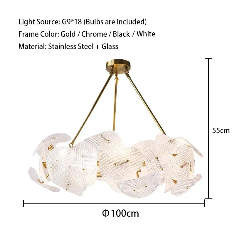Hidinous Diamond/Cloud Glass Petal Ceiling Chandeliers