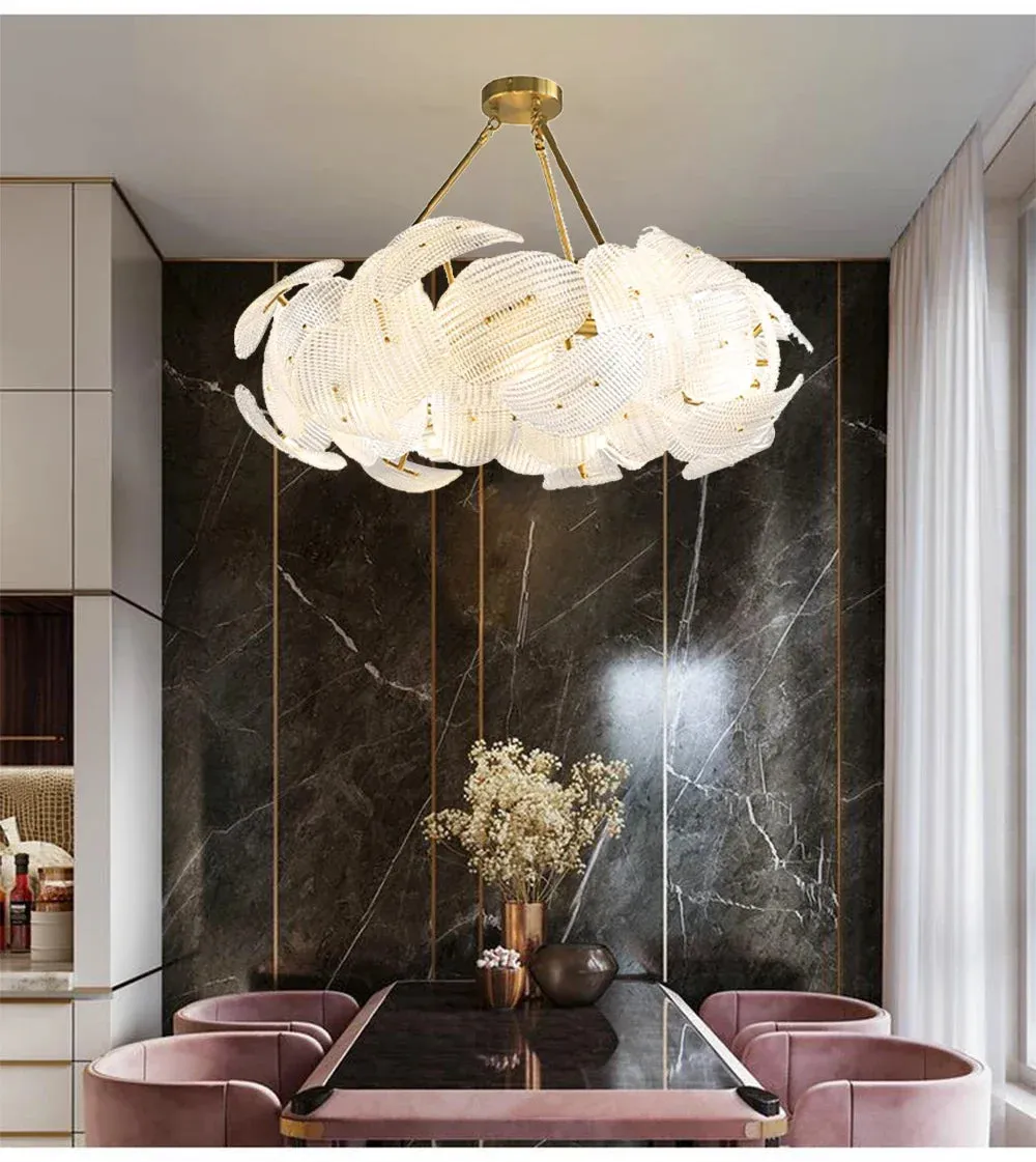 Hidinous Diamond/Cloud Glass Petal Ceiling Chandeliers
