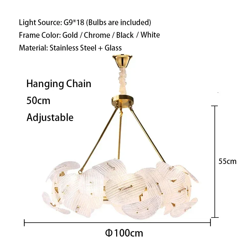 Hidinous Diamond/Cloud Glass Petal Ceiling Chandeliers