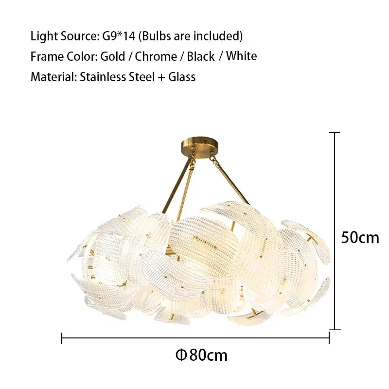Hidinous Diamond/Cloud Glass Petal Ceiling Chandeliers