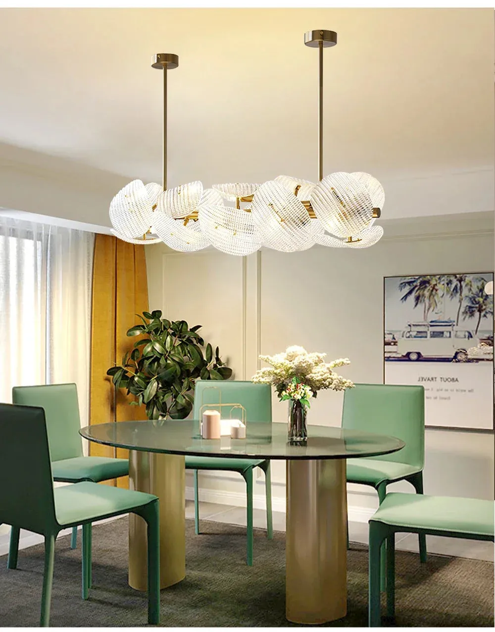 Hidinous Diamond/Cloud Glass Petal Ceiling Chandeliers