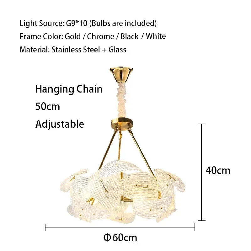 Hidinous Diamond/Cloud Glass Petal Ceiling Chandeliers