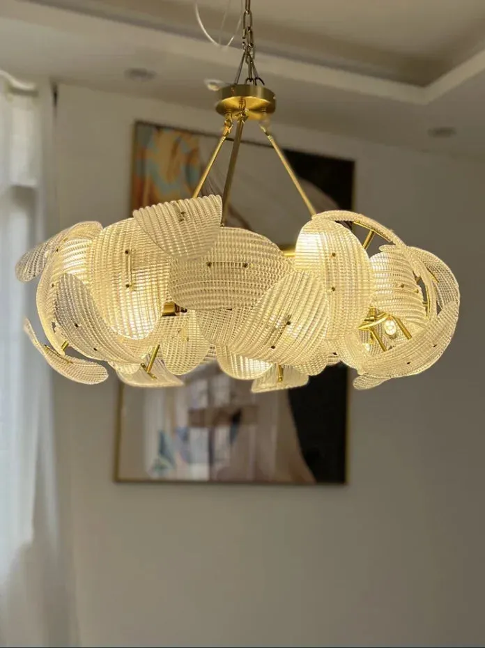 Hidinous Diamond/Cloud Glass Petal Ceiling Chandeliers