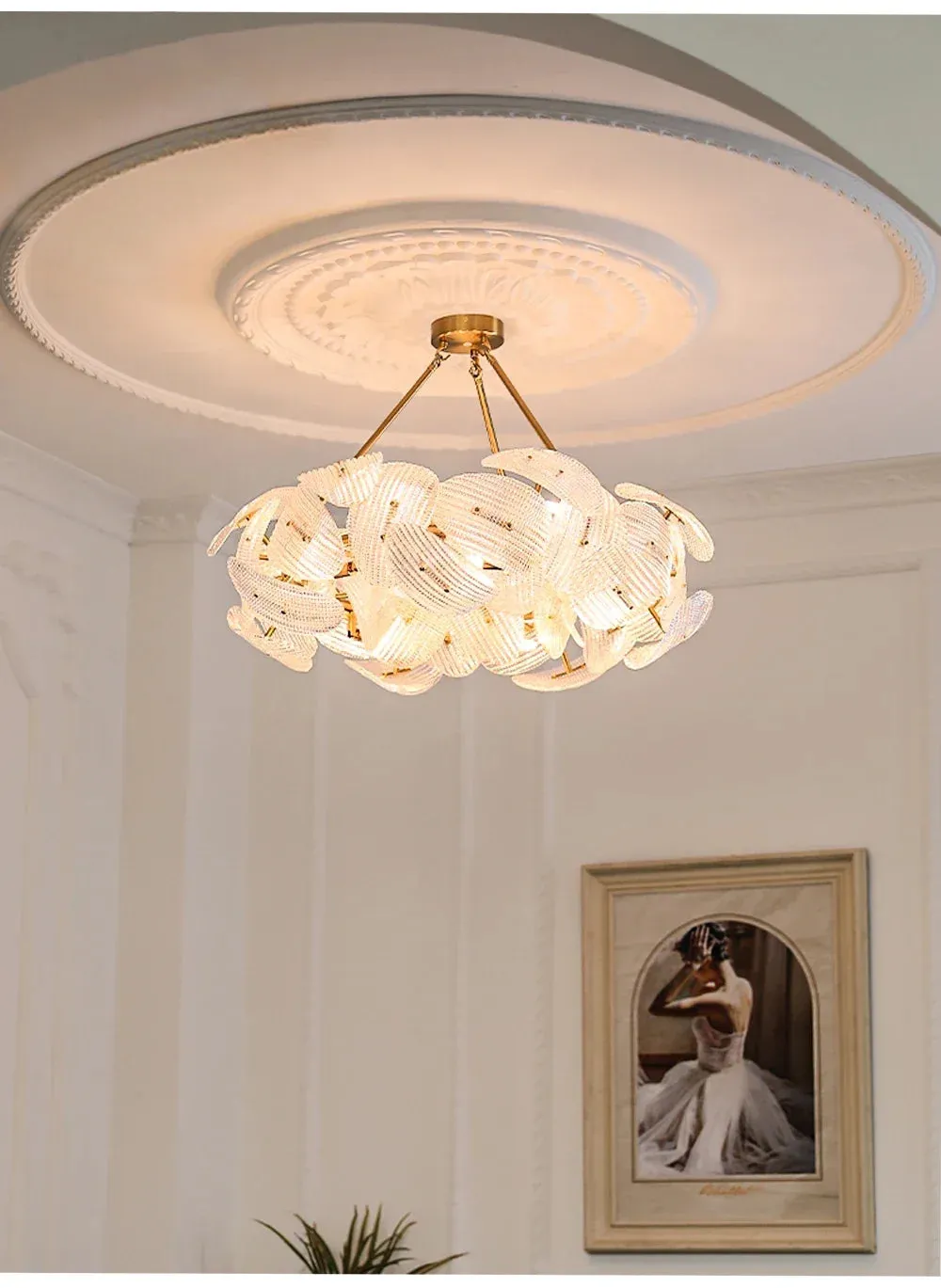 Hidinous Diamond/Cloud Glass Petal Ceiling Chandeliers