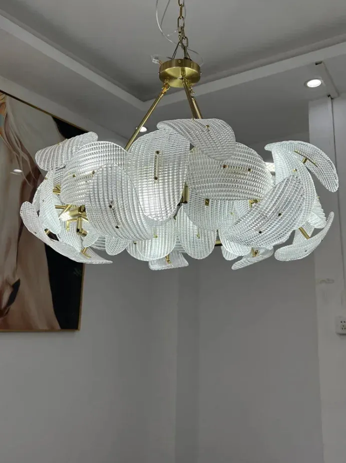 Hidinous Diamond/Cloud Glass Petal Ceiling Chandeliers