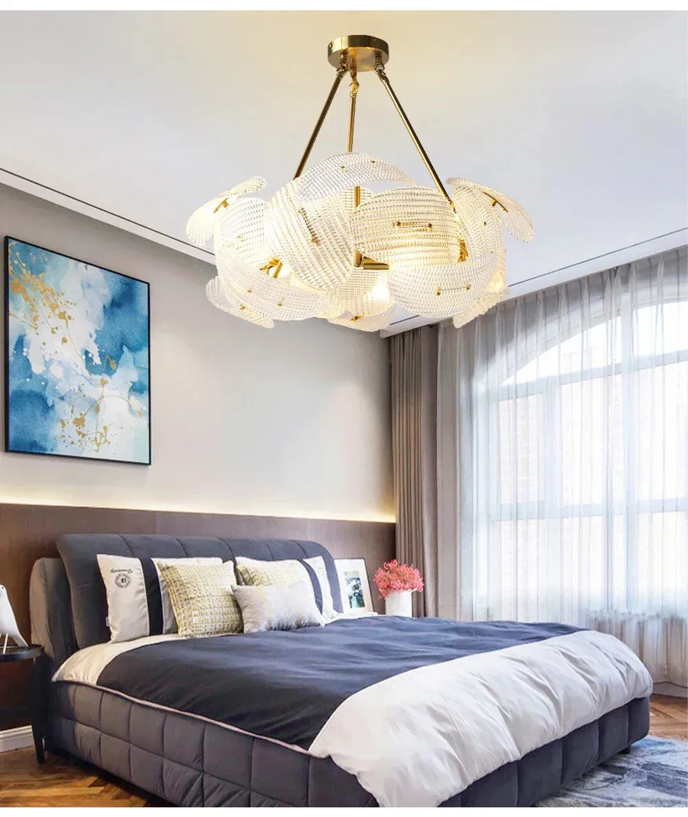 Hidinous Diamond/Cloud Glass Petal Ceiling Chandeliers