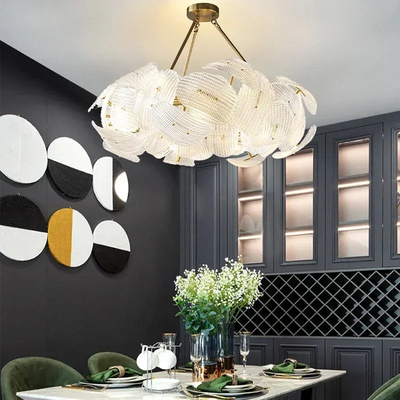 Hidinous Diamond/Cloud Glass Petal Ceiling Chandeliers