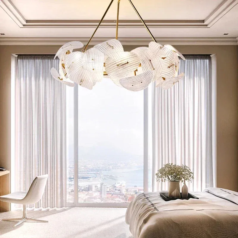 Hidinous Diamond/Cloud Glass Petal Ceiling Chandeliers