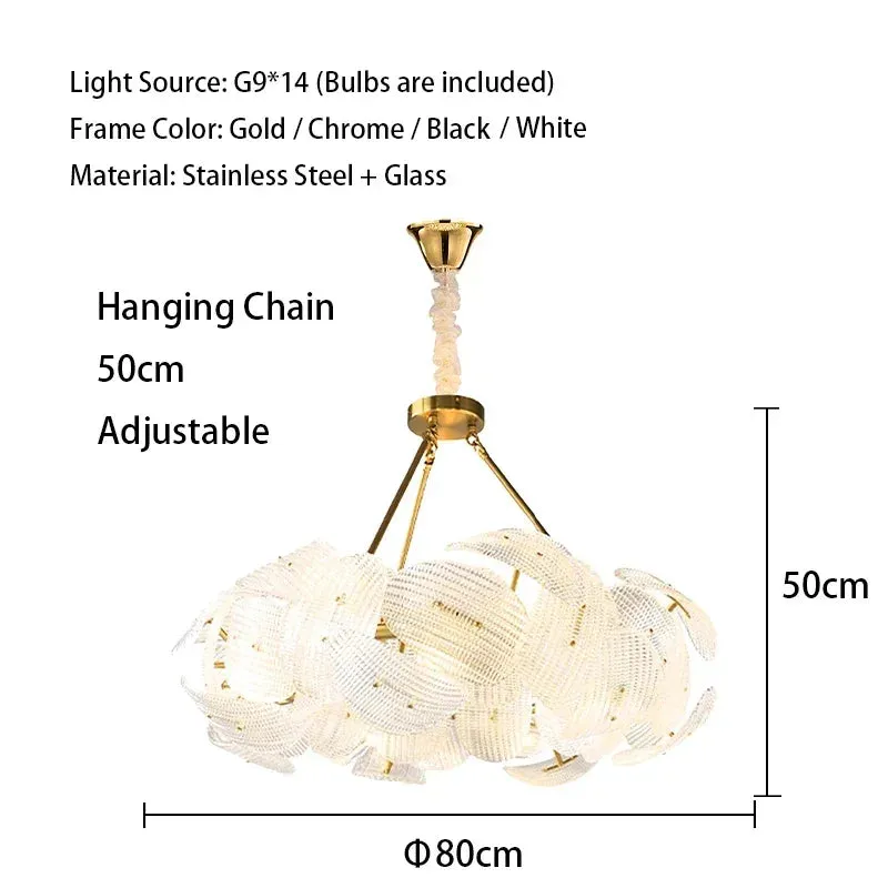 Hidinous Diamond/Cloud Glass Petal Ceiling Chandeliers