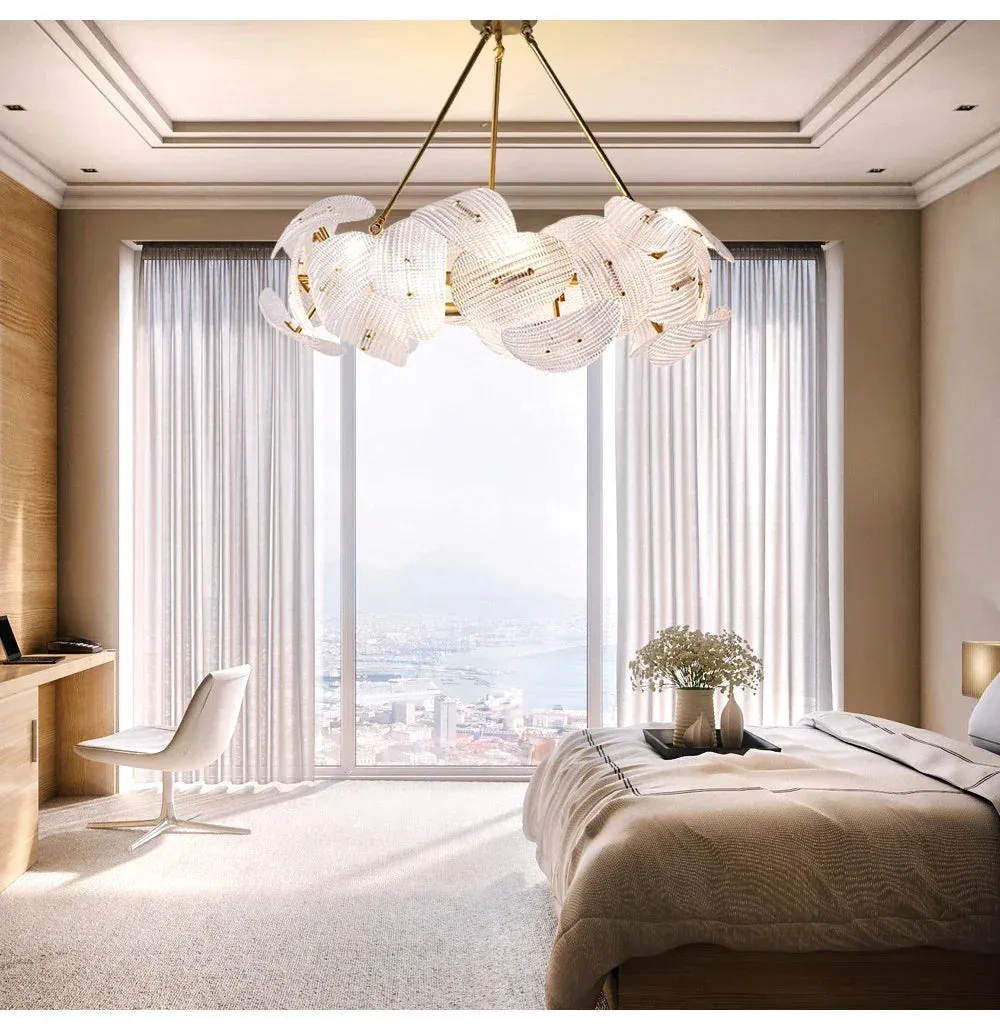 Hidinous Diamond/Cloud Glass Petal Ceiling Chandeliers