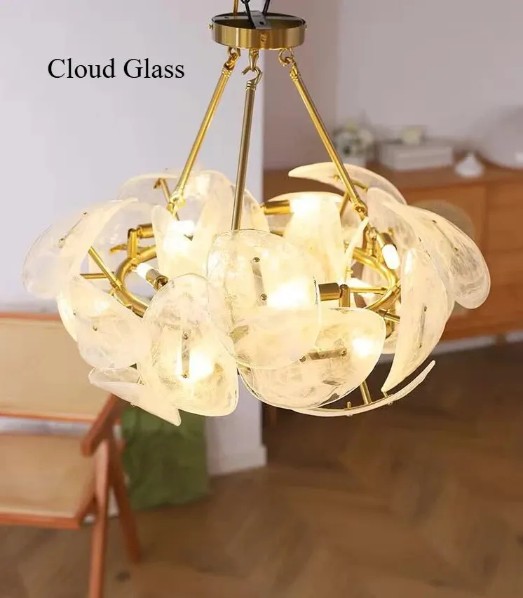 Hidinous Diamond/Cloud Glass Petal Ceiling Chandeliers