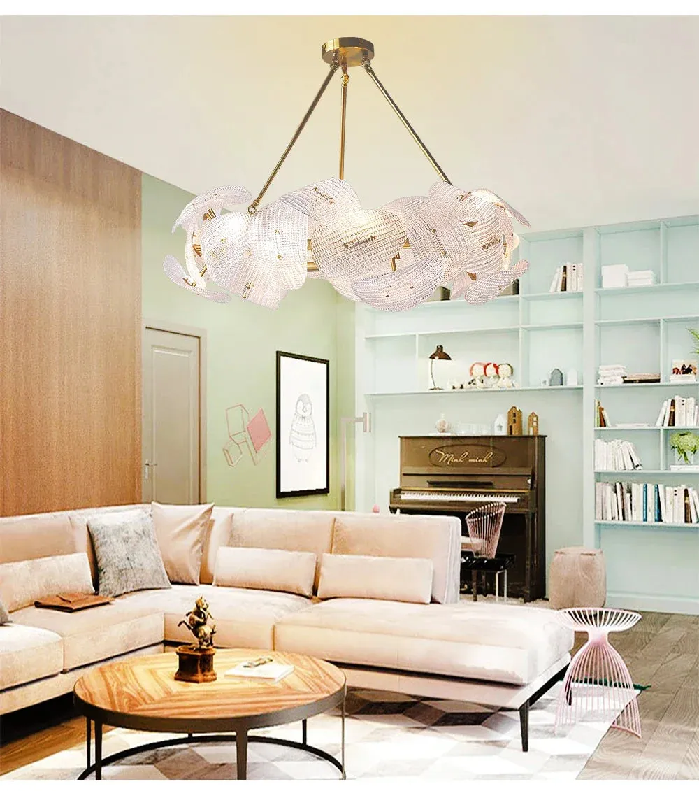 Hidinous Diamond/Cloud Glass Petal Ceiling Chandeliers