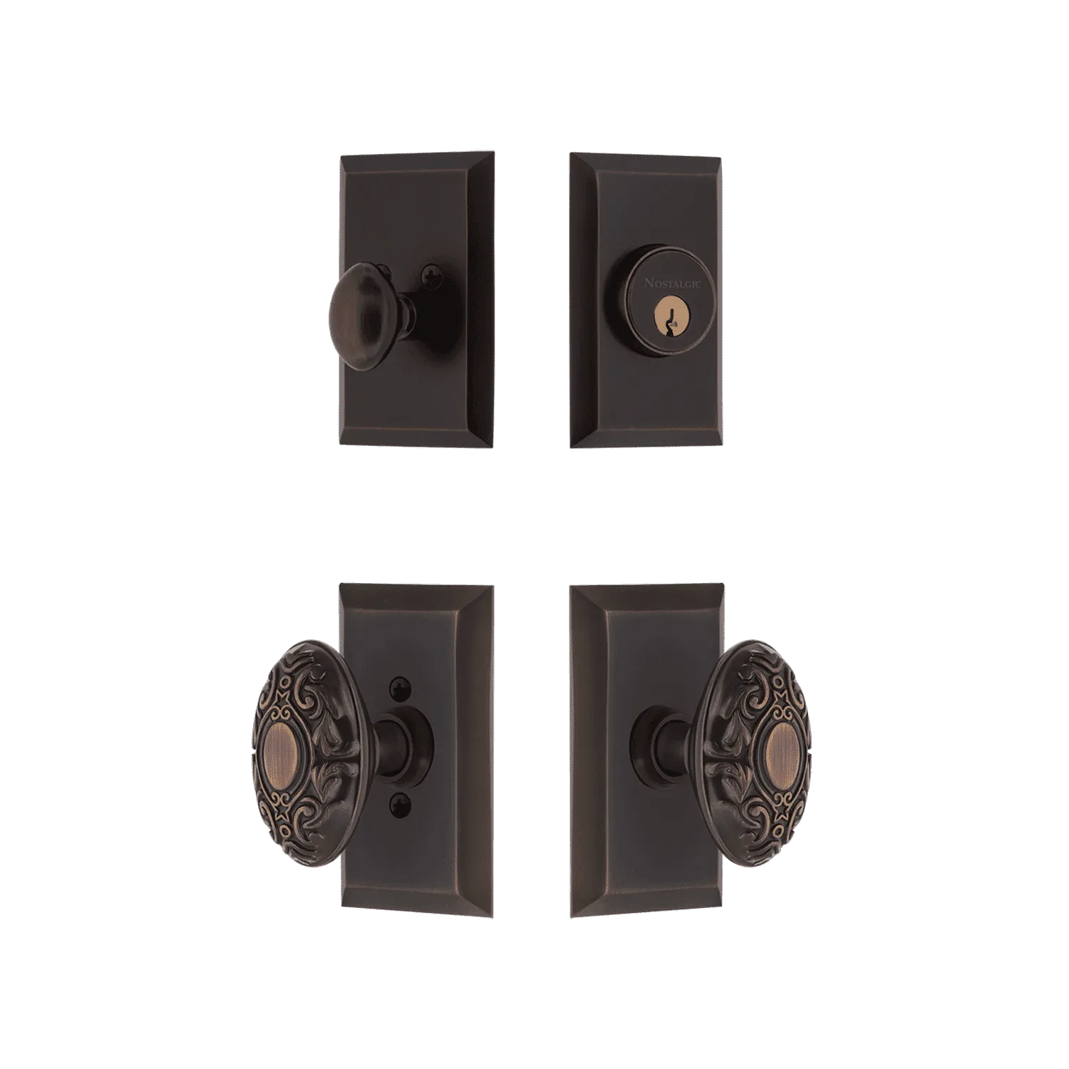 Studio Entry Set with Victorian Knob in Timeless Bronze