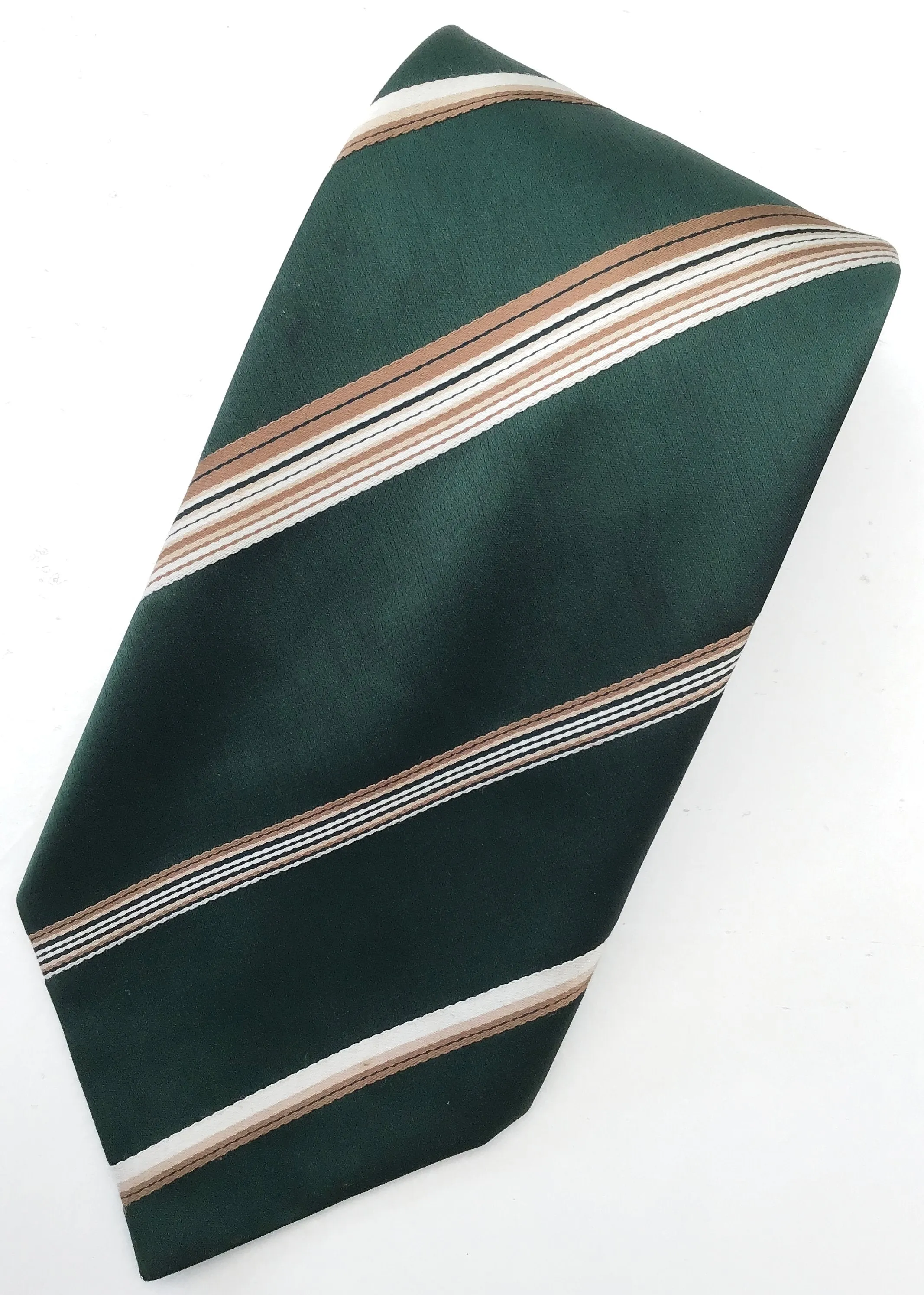 Vintage 80s Forest Green Striped Neck Tie • St Michael
